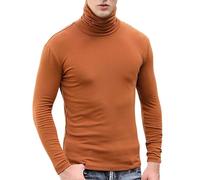 Mock Neck Tops for Men Turtleneck Shirts Long Sleeve Thermal Undershirts Slim Fit Basic Pullover Top Solid Color Tees Camisas Cuello De Tortuga para Hombre(Gold, M)