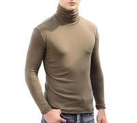 Mock Neck Tops for Men Turtleneck Shirts Long Sleeve Thermal Undershirts Slim Fit Basic Pullover Top Solid Color Tees Camisas Cuello De Tortuga para Hombre(Green1, M)