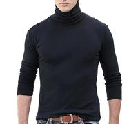 Mock Neck Tops for Men Winter Fall Thermal Undershirt Long Sleeve Compression Shirts 2025 Turtleneck Base Layer Shirt(Z01-Black, M)