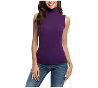 Mock Turtleneck Tank Tops Womens Sleeveless Slim Fit Stretch Underscrubs Basic Casual Solid Color Workout Layer Tee Shirts Summer Tunic Top Cami Going Out Basic Tees Blouses Plus Size S-XXL