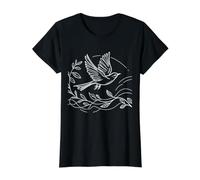 Mockingbird Line Art Birdwatcher Value Graphic T-Shirt, Women, Black, L