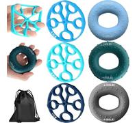 Mockotta Grip Strength Trainer, 6-Piece Hand Trainer, Finger Trainer Set, Finger Grip Ring, Finger Stretcher, Forearm Trainer, Suitable for Fitness, Hand Rehabilitation, Muscle Building and Daily