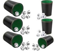Mockotta Schocken Set of 6 Dice Cups Leather with 36 Shocks, Robust Acrylic Dice with Easy-to-Read Numbers, Suitable for Meetings with Family and Friends, Camping Trips and Game Evenings