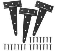 MOCNT 3Pcs Tee Hinges with Screws 200mm T Hinges Heavy Duty T Strap Hinge 8 Inch Barn Door Gate Hinges Garden Shed Hinges T Shaped Wooden Gate Hinges Fence Stable Window Black