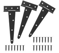 MOCNT 3Pcs Tee Hinges with Screws 250mm T Hinges Heavy Duty T Strap Hinge 10 Inch Barn Door Gate Hinges Garden Shed Hinges T Shaped Wooden Gate Hinges Fence Stable Window Black