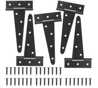 MOCNT 5Pcs Tee Hinges with Screws 125mm T Hinges Heavy Duty T Strap Hinge 5 Inch Barn Door Gate Hinges Garden Shed Hinges T Shaped Wooden Gate Hinges Fence Stable Window Black