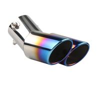 MOCNT Car Exhaust Tail Pipe Stainless Steel Car Exhaust End Pipe Muffler Tip Car Modified Rear Tailpipe End Throat Dual Outlet End Tailpipe Universal 63mm Blue Bend