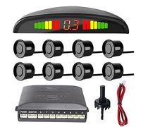 MOCNT Car Reverse Parking Sensors Car Rear Reverse Parking Radar System Car Parking Sensor Kit 8 Sensor Auto Sound Alarm Alert Reverse Backup Radar Display Black