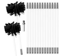 MOCNT Chimney Cleaning Brush Kit Nylon Rotary Duct Vent Cleaning Set Flexible Chimney Sweep Kit for Fireplace Dryer Vent 15 Flexible Rods 1 Brush Head 150mm 1 Brush Head 100mm