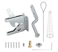 MOCNT Self Locking Garden Gate Latch with Spring Cable Pull Automatic Gate Gravity Latch Self Closing Gravity Fence Gate Lock Heavy Duty Auto Garden Gate Latch Rod 116mm Silver