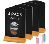 Moco Moment A4 Chalk Board with Stand 4 Pack Table top Blackboard Menu Chalkboard Sign for Tables Decoration, Wedding, Restaurant, Party(4 Pack, A4)