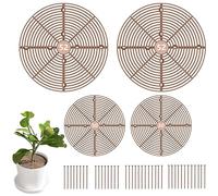 Mocoli 4 Pcs Flower Pot Protectors, Flower Pot Grids 30cm and 52cm Plant Protection Gates with 40 Deep Poles Can be Cutted Protects Against Children and Animals Digging Earth into Pots