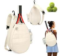 Mocoli Tennis Bag, Portable Tennis Backpack Lightweight TennisRacket Bag Waterproof TennisBag for Women Men Beige Tennises ShoulderBag 45x29x12cm