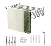 Mocoli Wall-Mounted Clothes Dryer, 80 Cm Extendable Wall Dryer With 5 Stainless Steel Bars Foldable Towel Rail Space-Saving Drying Rack For Balcony Or Laundry Room Maximum Load Capacity 25 Kg