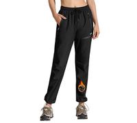 MOCOLY Women Winter Fleece Lined Walking Trousers Outdoor Waterproof Thermal Hiking Trouser Warm Softshell Snow Pants for Ski Mountaineering Climbing Camping Outdoor Sports with Zip Pockets