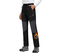 MOCOLY Women Winter Fleece Lined Walking Trousers Outdoor Waterproof Thermal Hiking Trouser Warm Softshell Snow Pants for Ski Mountaineering Climbing Camping Outdoor Sports with Zip Pockets