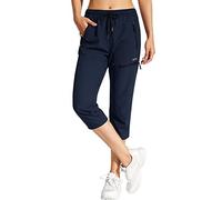 MOCOLY Women's Hiking Capri Pants Outdoor Lightweight Quick Dry Water Resistant Cargo 3/4 Pants Walking Cropped Trousers with Zipper Pockets Capri-Navy Blue S
