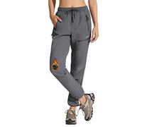 MOCOLY Women's Winter Fleece Lined Walking Trousers Outdoor Thermal Hiking Trouser Warm Softshell Snow Pants for Ski Snowboard Mountaineering Climbing Camping Outdoor Sports with Zip Pockets Grey L