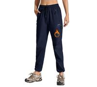 MOCOLY Women's Winter Fleece Lined Walking Trousers Outdoor Thermal Hiking Trouser Warm Softshell Snow Pants for Ski Snowboard Mountaineering Climbing Camping Outdoor Sports with Zip Pockets Navy M