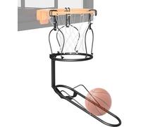mocomax Basketball Return Attachment, 180 Rotatable Rebounder with 3 Stable Hooks, Black Aluminum, Basketball Training Accessory for Indoor/Outdoor Solo Play & Practice
