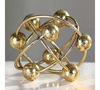MOCOME 6-inch Metal Round Orbital Sphere with Golden Orbit Balls, Decorative Gold Sphere Sculpture for Home Table Shelf Decor