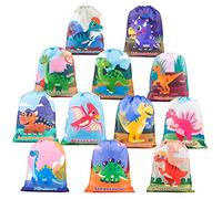 Mocoosy 12 Pack Dinosaur Party Bags Drawstring Backpacks, Reusable Drawstring Bags for Kids Party Gift Bags, Dino Goodie Candy Treat Bags for Boys Girls Dinosaur Theme Birthday Party Supplies