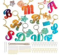 Mocoosy 182 Pcs Silicone Alphabet Resin Moulds Kit, Letter Silicone Mould for Crafts Epoxy Resin Casting Molds Keychain Making Set, DIY Letter Keyring Pendant Hanging Ornaments Jewelry Resin Moulds