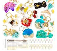 Mocoosy 182Pcs Resin Moulds Silicone Kit, 32 Designs Silicone Moulds for Resin Casting, Creative Epoxy Resin Moulds Keychain Making Set, DIY Jewelry Resin Moulds for Keyring Charm Pendants Crafts