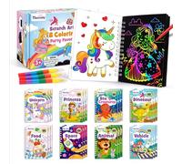 Mocoosy 24 Scratch Art Notebook Party Bag Fillers for Kids Party Favour Bulk, Double Sided Colouring Book with Stacking Crayons, Kid Art Craft 4-9 Year Old Boy Girl Gift Drawing Activities Class Prize
