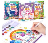 Mocoosy 3 Pack Paint with Water Colouring Books for Kids Toddlers, Mess Free Watercolour Paint Set Unicorn Mermaid Animal Themes, Art Craft Kids Activities Travel Toys Birthday Gifts for Girls 3-5 4-8