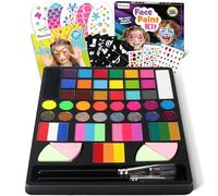Mocoosy 41 Color Face Paint, Non Toxic Face Painting Kit Palette with Stencils, Brushes, Gem, Washable Water Based Face Paint Professional Body Paint Makeup for Cosplay Carnival Easter