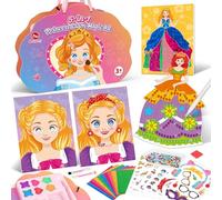 Mocoosy 5-in-1 Princess Dress Up & Makeup Craft Kits for Kids,Paper Makeup Activity Book,Girls Birthday Presents,Girls Toys for 4 5 6 7 8 Year Old Girl Gifts,Travel Game Trip Plane Toys Birthday Gifts