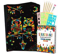 Mocoosy 60 Pcs Scratch Art Paper for Kids, Rainbow Magic Scratch Paper Black Scratch Pads Note, Arts Crafts Kit for Kids Party Favour Games Activities Christmas Birthday Gifts for Girls Boys Ages 3-12
