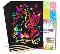 Mocoosy 60Pcs Scratch Art Paper for Kids -Rainbow Magic Scratch Paper Craft
