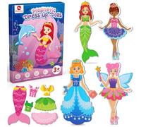 Mocoosy Magnetic Dress Up Dolls for Girls, Princess Mermaid Fairy Magnetic Dolls Dress Up Games Toddler Toys for 3 4 5 6 7 8 Year Girl Gifts, Travel Game Plane Toys Craft Kits for Kids Girls Ages 3+