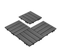 Mocosy 11pcs 1m² WPC Interlocking Decking Tiles, Garden Decking Boards, Interlocking Patio Paving Slabs, Terrace, Balcony, Lawn Wood Plastic Composite Deck Floor Tiles-Dark Grey