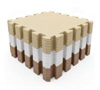 Mocosy 18pcs Interlocking Exercise Mats, 30x30cm Gym Floor Tiles, Beige