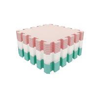 Mocosy Interlocking Foam Mats, Exercise Mats, Gym Floor Foam Tiles, 30cm x 30cm No-Slip Play Mats, Interlocking Puzzle Floor Tiles (Blue White Pink)
