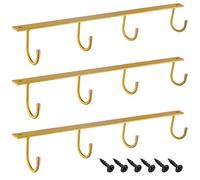 MOCOUM Coffee Mug Holder Under Cabinet, Metal Mug Cup Hook Iron Hanging Mug Rack Under ShelfCoffee Cup Holders for Counte (Gold, 3)