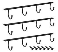 MOCOUM Coffee Mug Holder Under Cabinet, Metal Mug Cup Hook Iron Hanging Mug Rack Under ShelfCoffee Cup Holders for Counte (Black, 3)