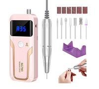 MOCOWIND Portable Nail Drill 35000 RPM E-File for Acrylic Gel Polishing Removing, Cordless E-File with Bits Kit for Manicure Salon Home, Pink