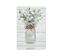 Mocozim Rustic Metal Tin Sign Cotton Flower Wall Art 8x12 Inch