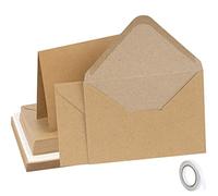 Mocraft 30 Blank Card and Envelopes Set Vintage Kraft Cards with Envelopes & White Insert Sheets Recycled Folded Cards for Greetings Invitation, Brown Card (Self Seal)