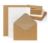 Mocraft 30 Blank Card and Envelopes Set Vintage Kraft Cards with Envelopes & White Insert Sheets Recycled Folded Cards for Greetings Invitation, Brown Card (Not Self Seal)