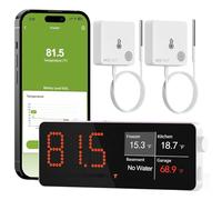 MOCREO WiFi Freezer Thermometer Alarm with Digital Monitor Hub, App and Email Alerts, 2-Year Data Export, Remote Temperature Sensor for Refrigerator, Fridge, Freezer (2 Pack)