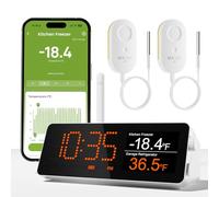 MOCREO WiFi Remote Thermometer, 0.3 km Long Freezer Alarm, with IP67 Waterproof Probe, Email Alert via App, with Digital Monitor Hub, 2 Sensors