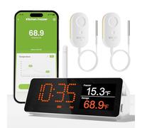 MOCREO WiFi Remote Thermometer Freezer Alarm, 1/3 Mile Long Range, with IP67 Waterproof Probe, App Email Alert, with Digital Monitor Hub, 2 Smart Temperature Sensors for Hot Tub, Pool, RV, Pet Cage