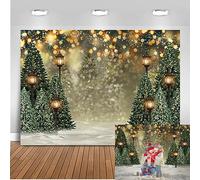 Mocsicka 10x8ft Winter Christmas Backdrop for Photography Christmas Glitter Bokeh Green Pine Tree Lamps Photo Backdrop Xmas Family Pictures for Kids Newborn Photography Background