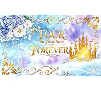 Mocsicka 4th Birthday Backdrop - Four the First time in Forever Birthday Frozen Decoration Banner, Girl 4th Birthday Party Decorations Backdrop