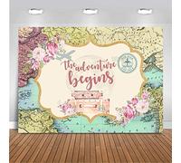 Mocsicka 7x5ft Adventure Awaits Backdrop Let The Adventure Begin Baby Shower Banner Decorations Map Travel The World Bridal Shower Decorations Background Photo Booth Props